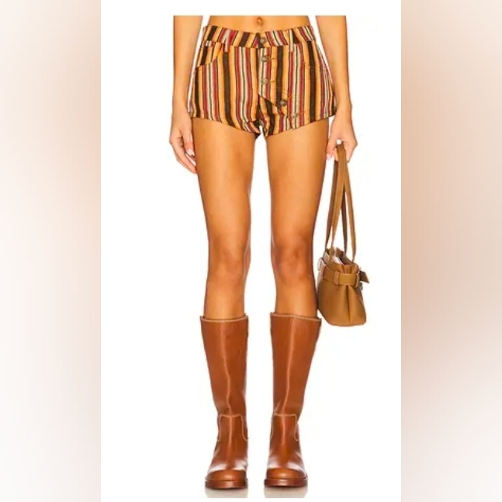 Lioness Multicolor Striped Women's Shorts in Tan & Brown